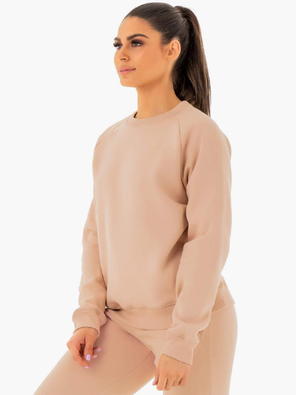 Beige Women's Ryderwear Adapt Boyfriend Sweater Top | 62JF37445