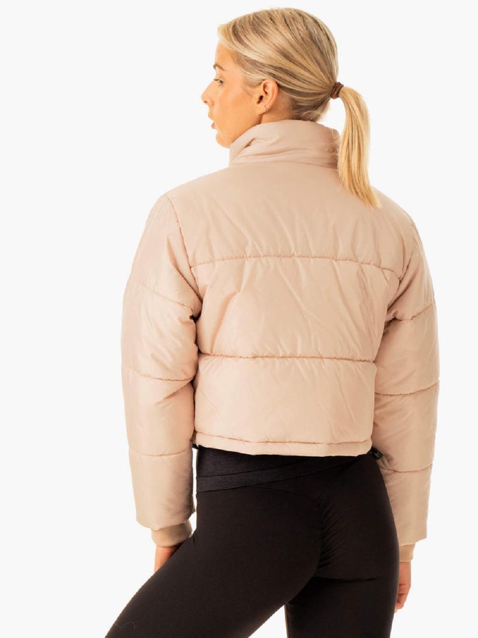 Beige Women's Ryderwear Apex Puffer Jacket Top | 6Y6518949