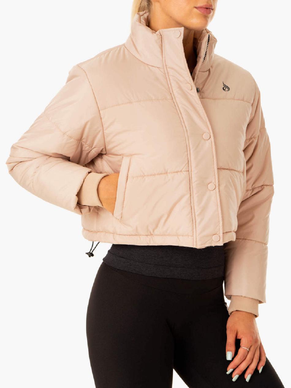 Beige Women's Ryderwear Apex Puffer Jacket Top | 6Y6518949