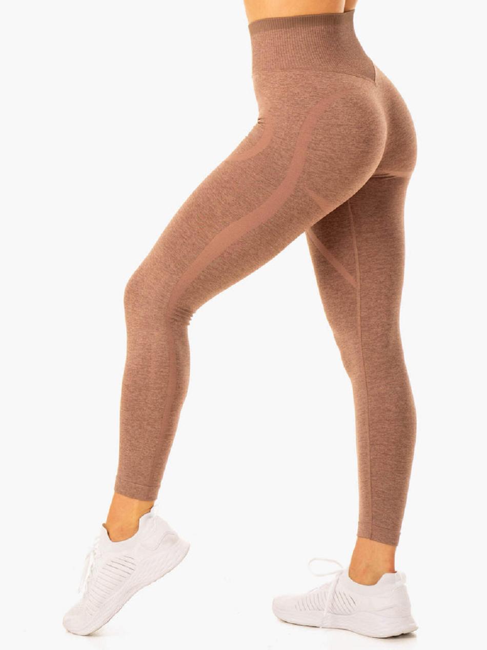 Beige Women\'s Ryderwear Excel High Waisted Leggings Seamless | TNTY36833