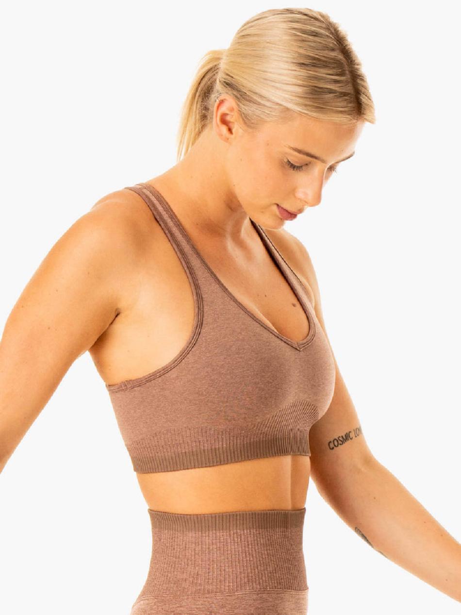 Beige Women's Ryderwear Excel Seamless Sports Bras | ES5552218