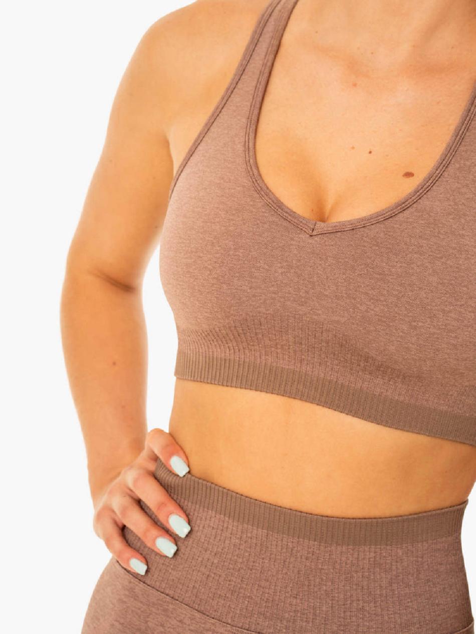 Beige Women's Ryderwear Excel Seamless Sports Bras | ES5552218