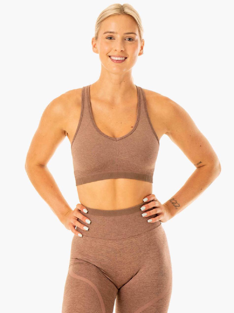 Beige Women\'s Ryderwear Excel Seamless Sports Bras | ES5552218