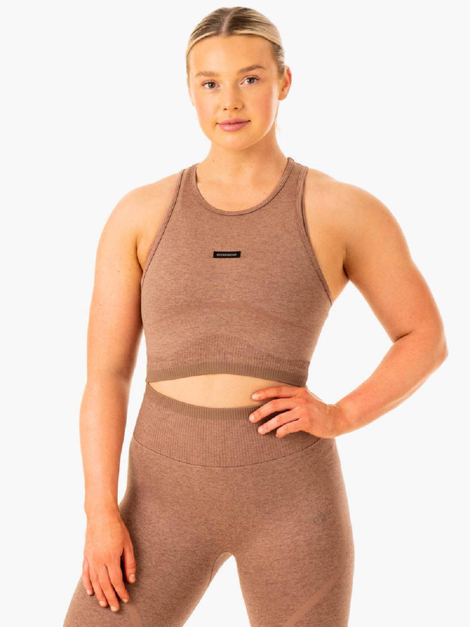 Beige Women's Ryderwear Excel Seamless Tank Top | 68GA11042