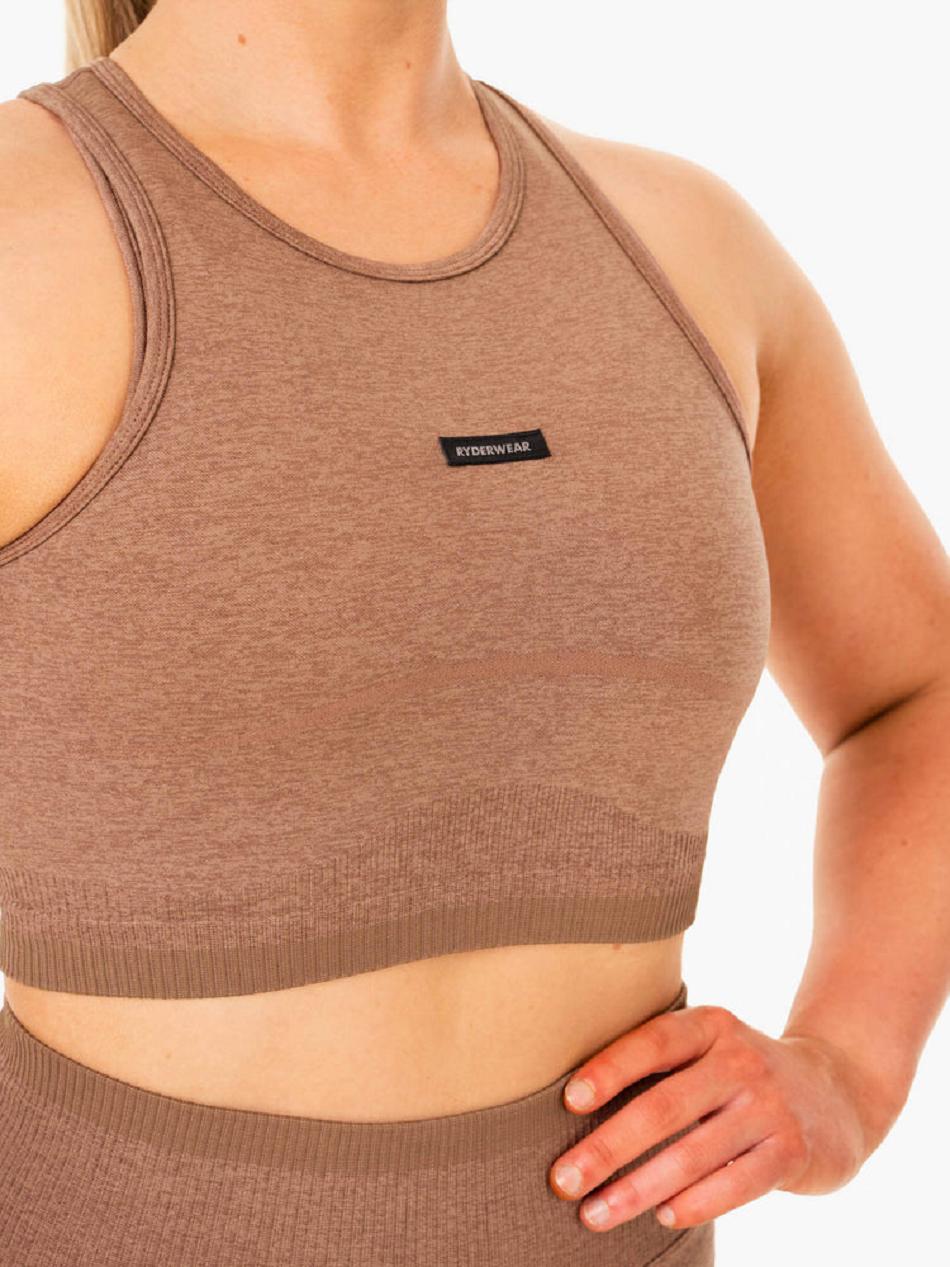 Beige Women's Ryderwear Excel Seamless Tank Top | 68GA11042