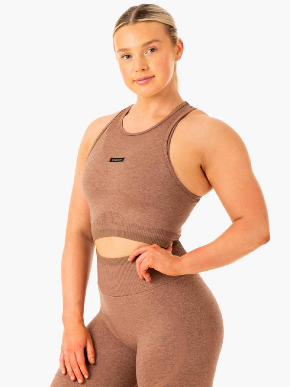 Beige Women\'s Ryderwear Excel Seamless Tank Top | 68GA11042