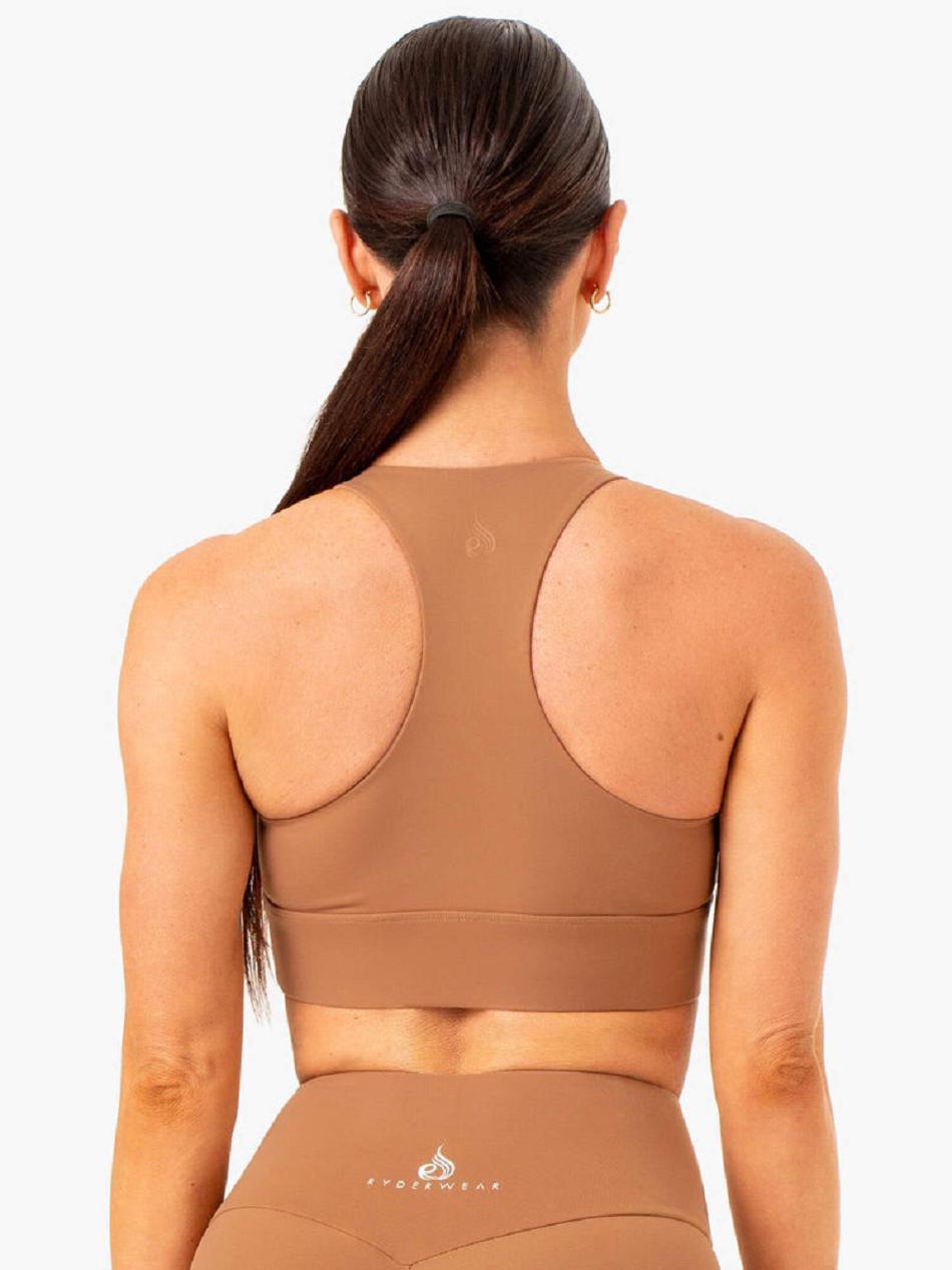 Beige Women's Ryderwear Focus Contour Sports Bras | 54NG66163