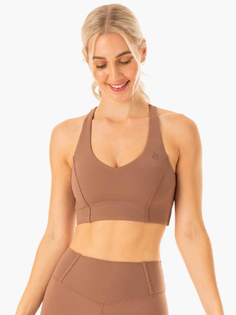 Beige Women\'s Ryderwear Form Sports Bras | G5B79816