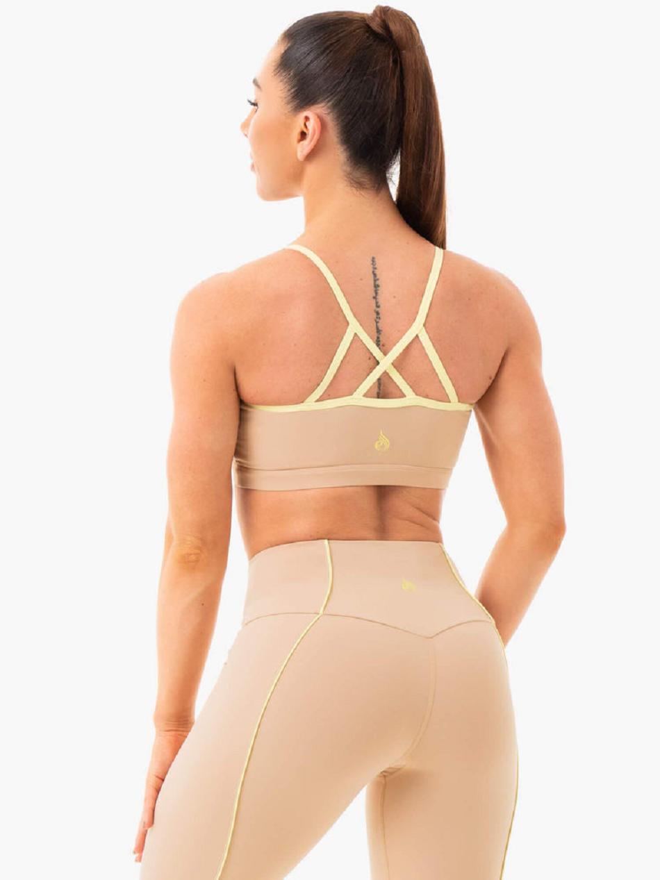 Beige Women's Ryderwear Glow Sports Bras | 56JS36438