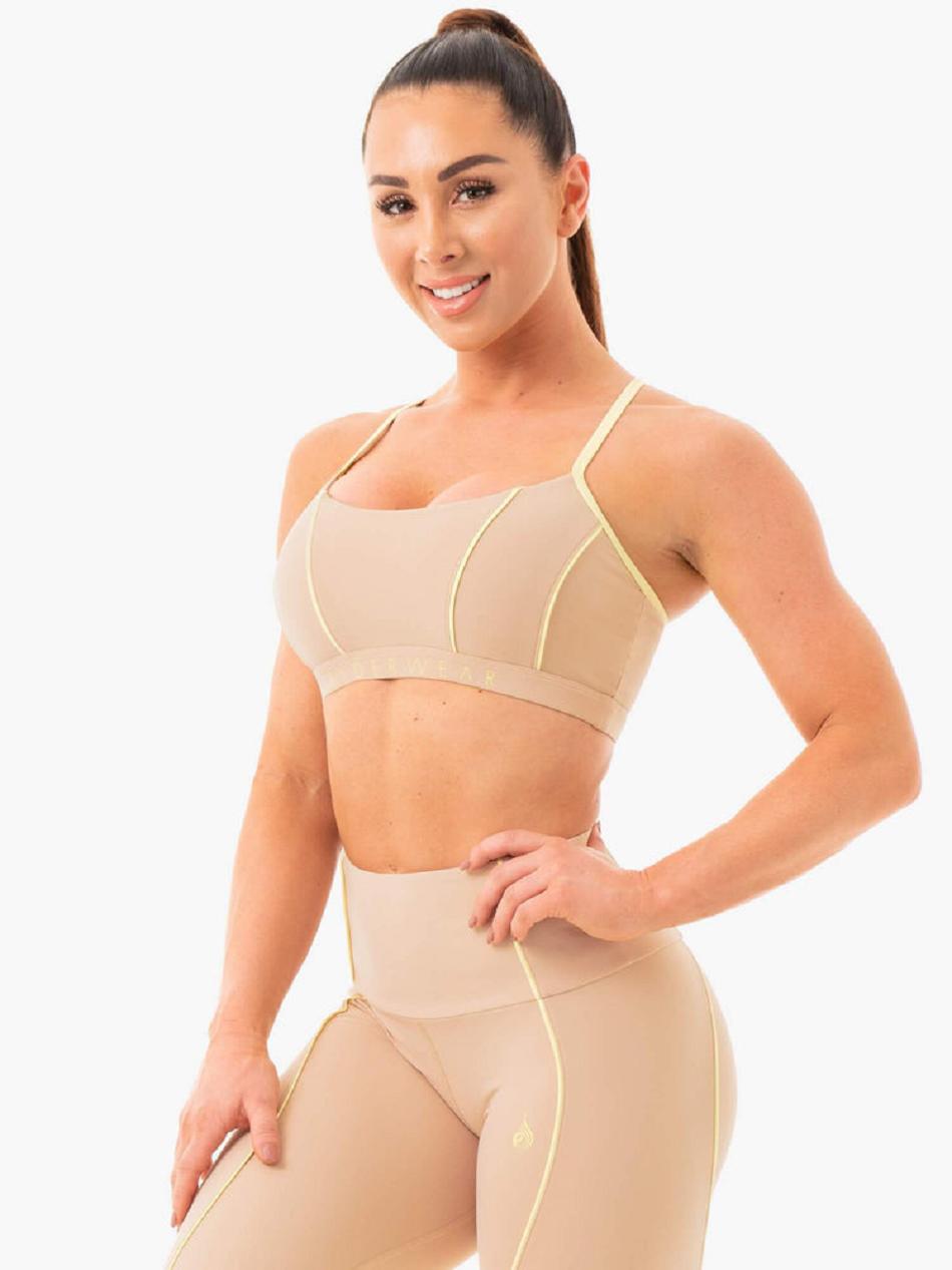 Beige Women's Ryderwear Glow Sports Bras | 56JS36438