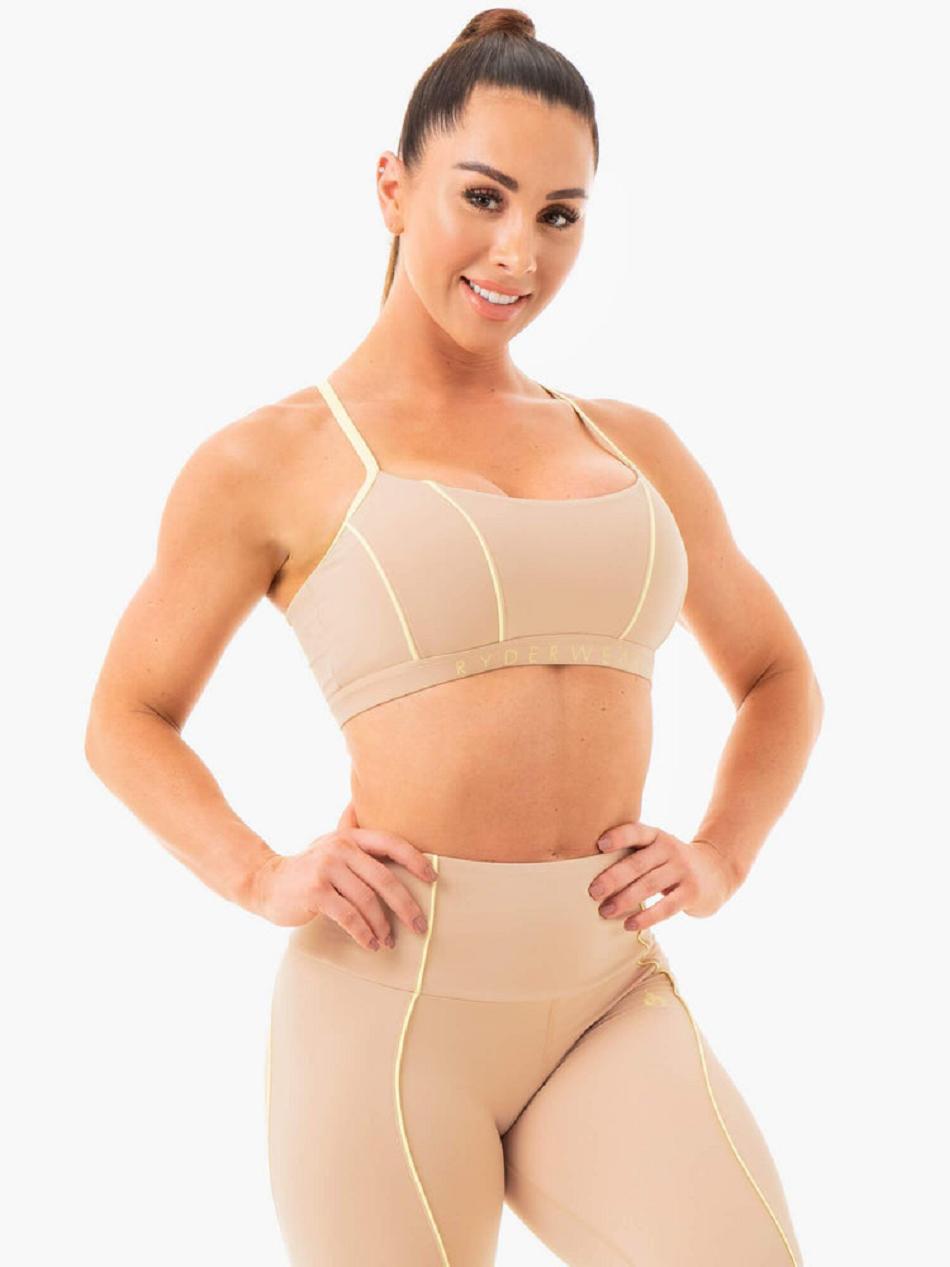 Beige Women's Ryderwear Glow Sports Bras | 56JS36438