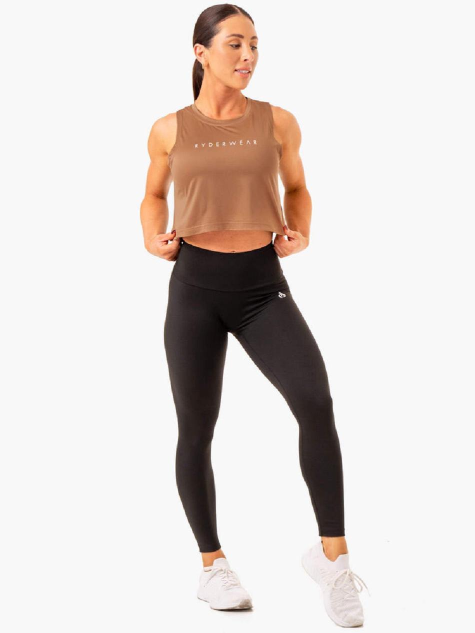 Beige Women's Ryderwear Hybrid Muscle Tanks | 68ES30395