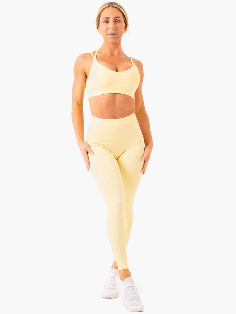 Beige Women's Ryderwear Level Up V-Neck Sports Bras | 615Y26623