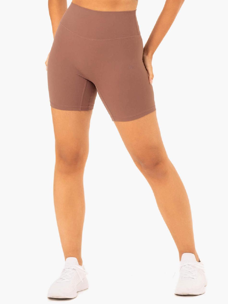 Beige Women\'s Ryderwear NKD Refine High Waisted Shorts | DF5465205