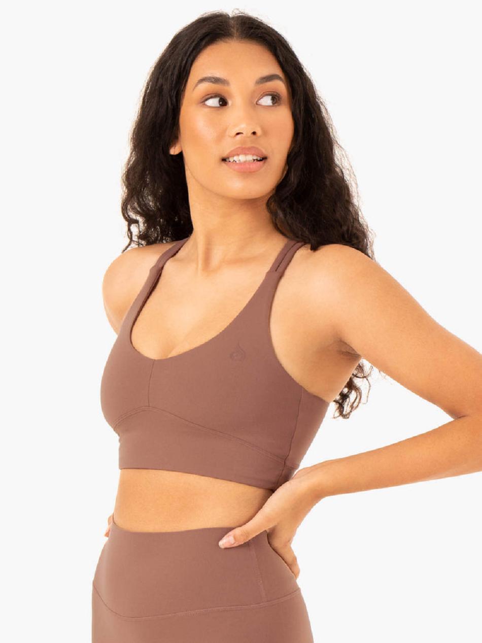 Beige Women's Ryderwear NKD Refine Sports Bras | 59GA72451