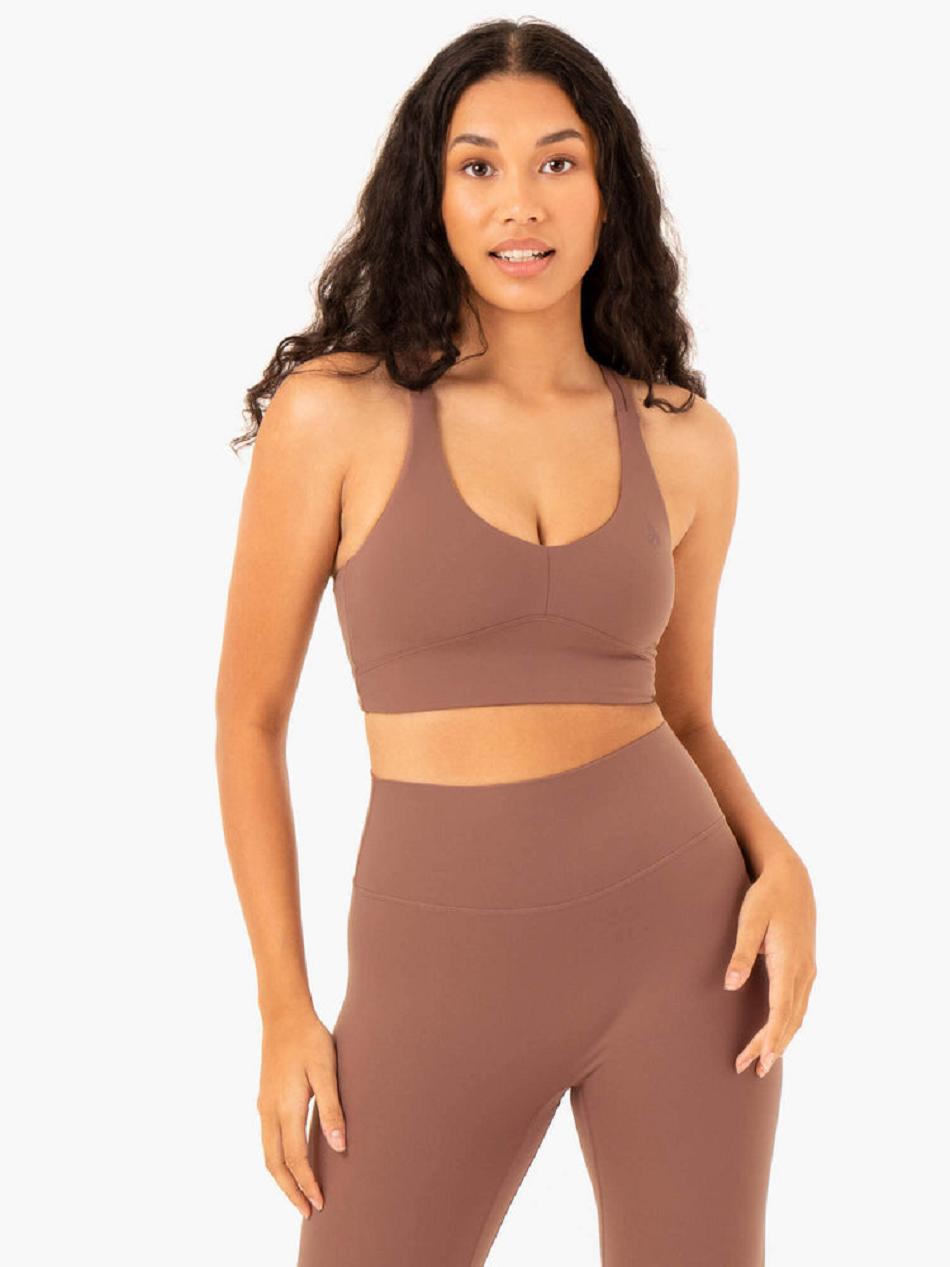 Beige Women's Ryderwear NKD Refine Sports Bras | 59GA72451