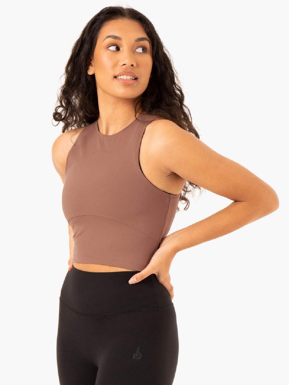 Beige Women's Ryderwear NKD Refine Tank Top | REH19719