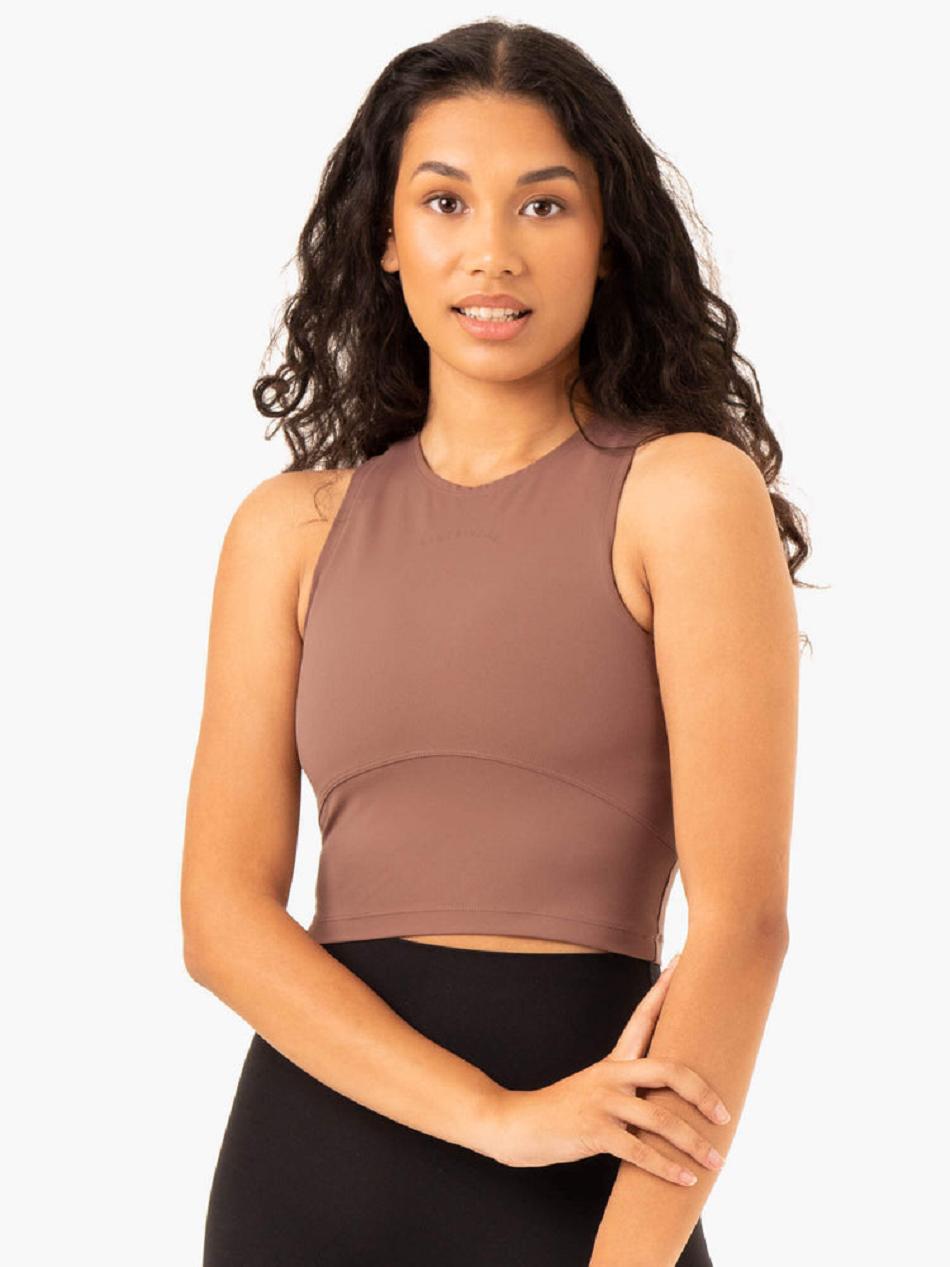 Beige Women's Ryderwear NKD Refine Tank Top | REH19719