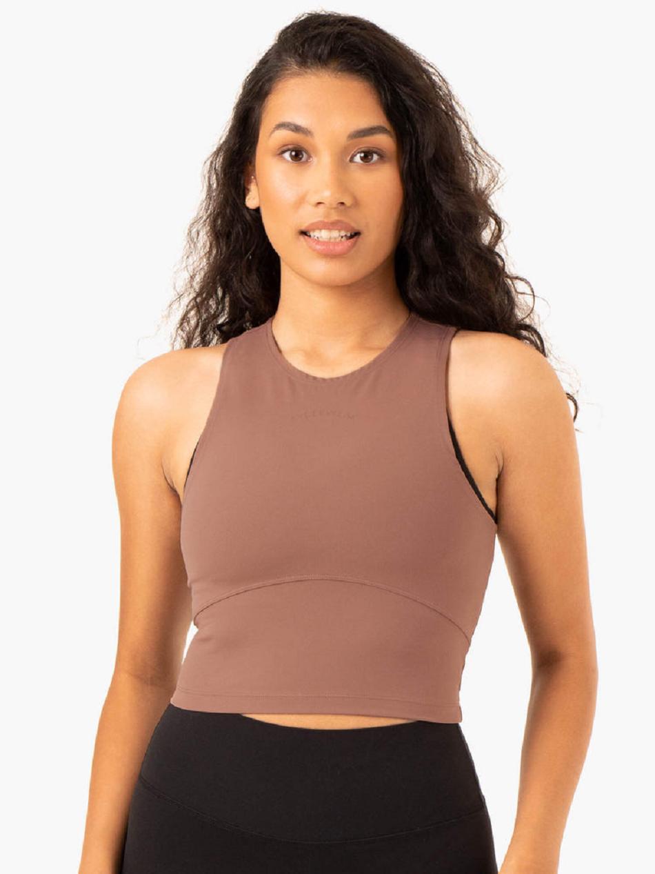 Beige Women\'s Ryderwear NKD Refine Tanks | TNTY10827