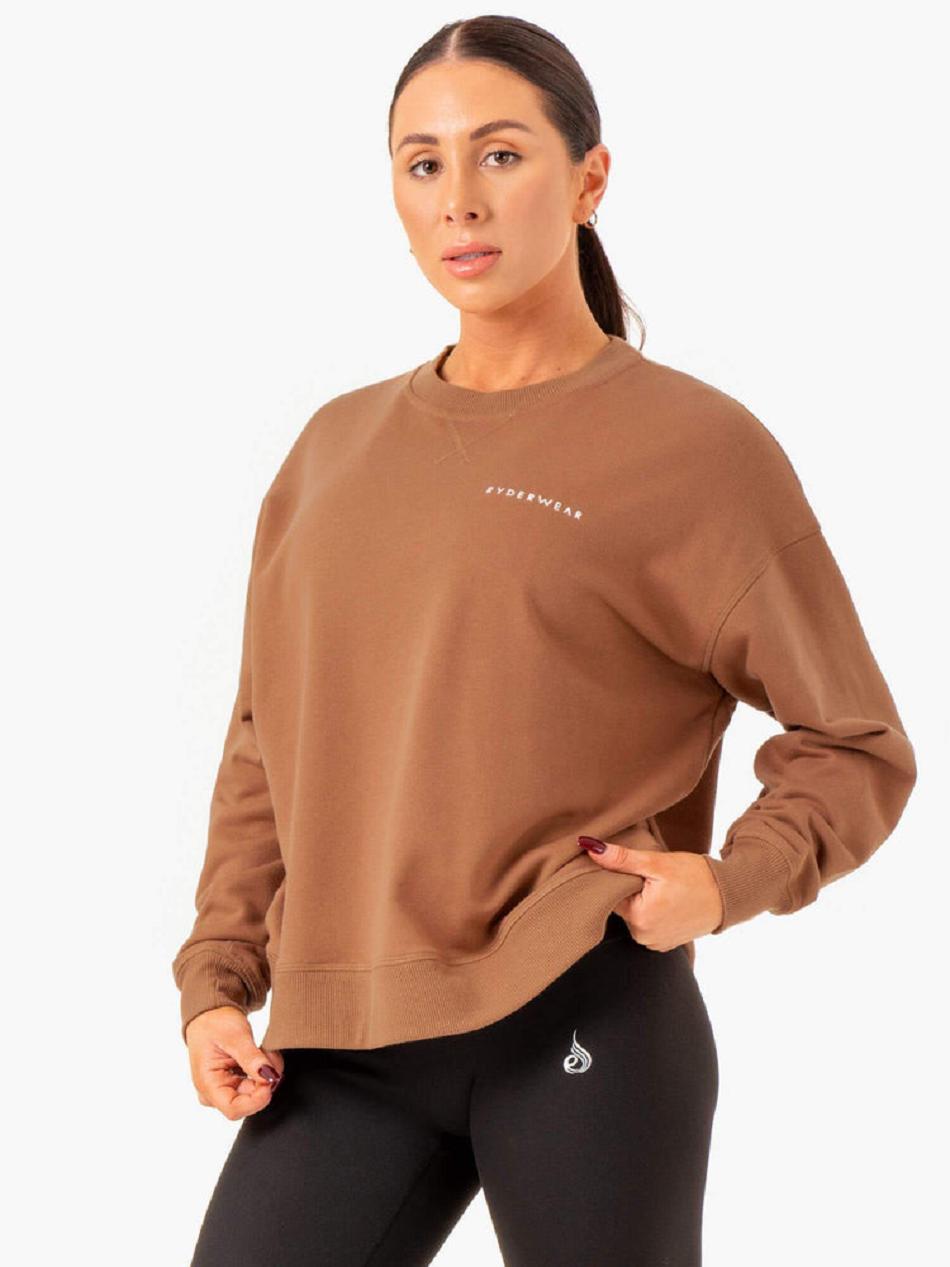 Beige Women's Ryderwear Recover Lightweight Sweater Top | 65KR74014