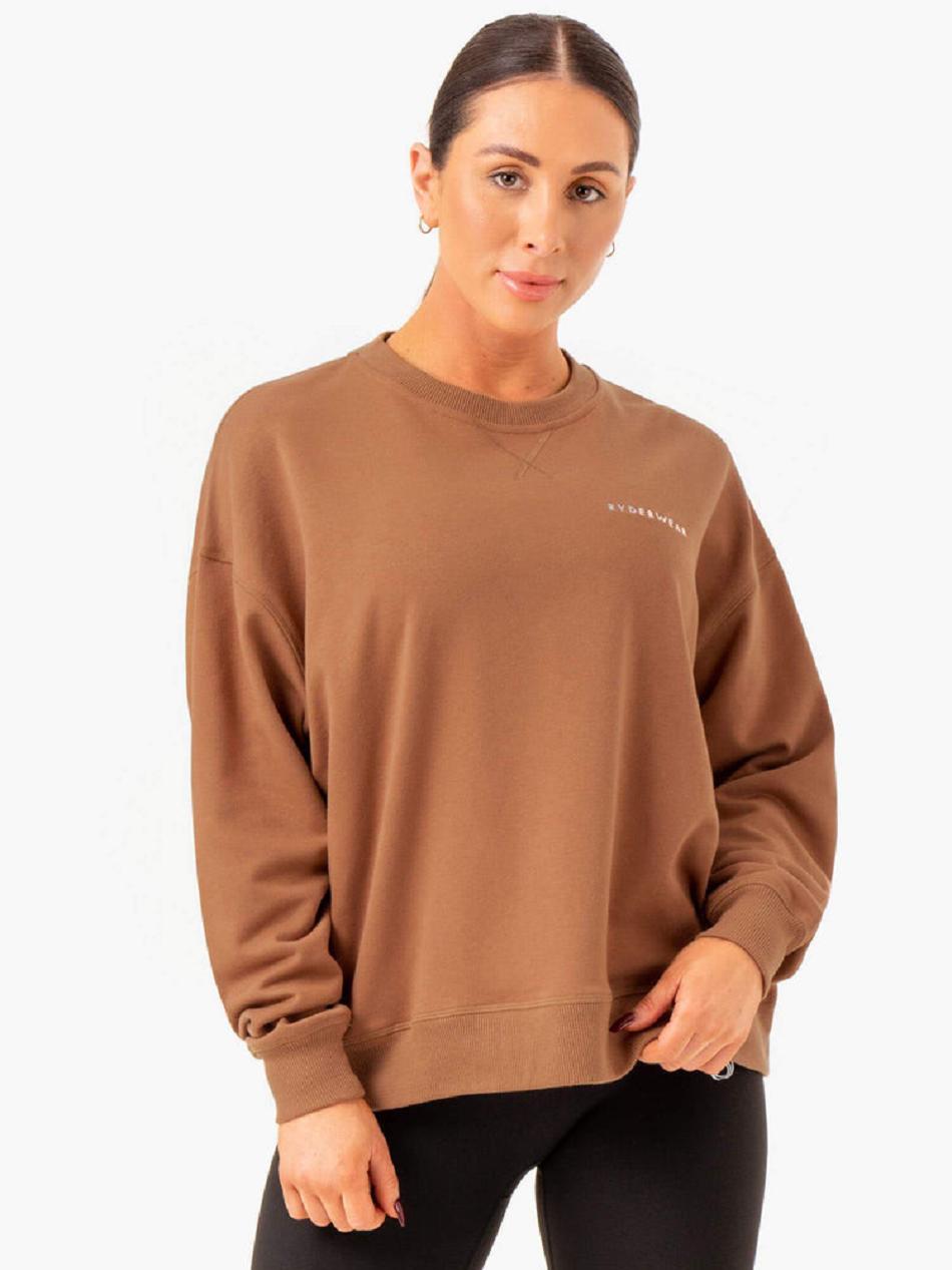 Beige Women\'s Ryderwear Recover Lightweight Sweater Top | 65KR74014