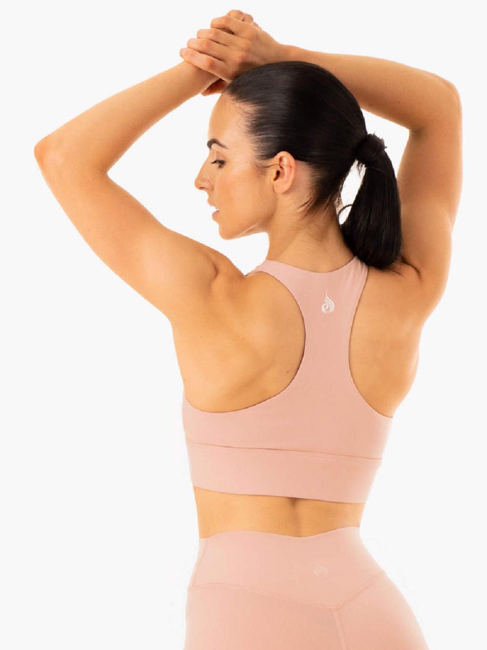 Beige Women's Ryderwear Replay Cut Out Sports Bras | 6Y5547777