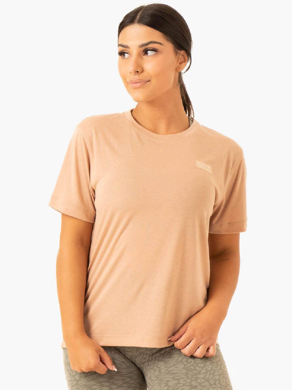 Beige Women's Ryderwear Rotation T-Shirt Top | DF6212096