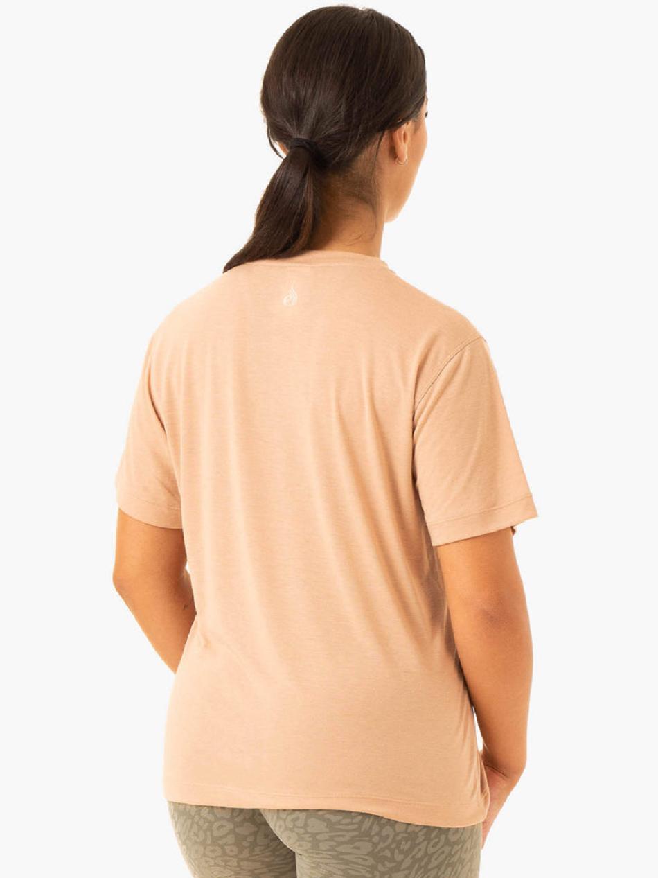 Beige Women's Ryderwear Rotation T-Shirt Top | DF6212096