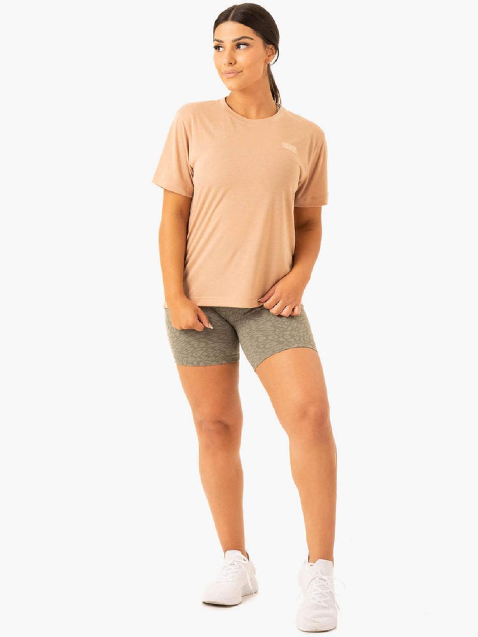 Beige Women's Ryderwear Rotation T-Shirt Top | DF6212096