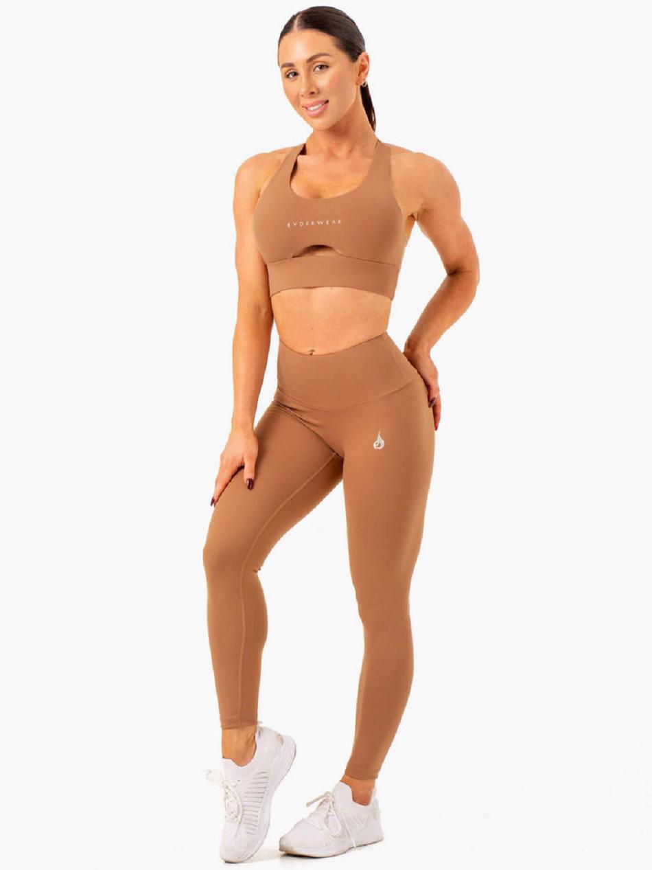 Beige Women's Ryderwear Vital High Waisted Leggings Scrunch Bum | 43RW21734