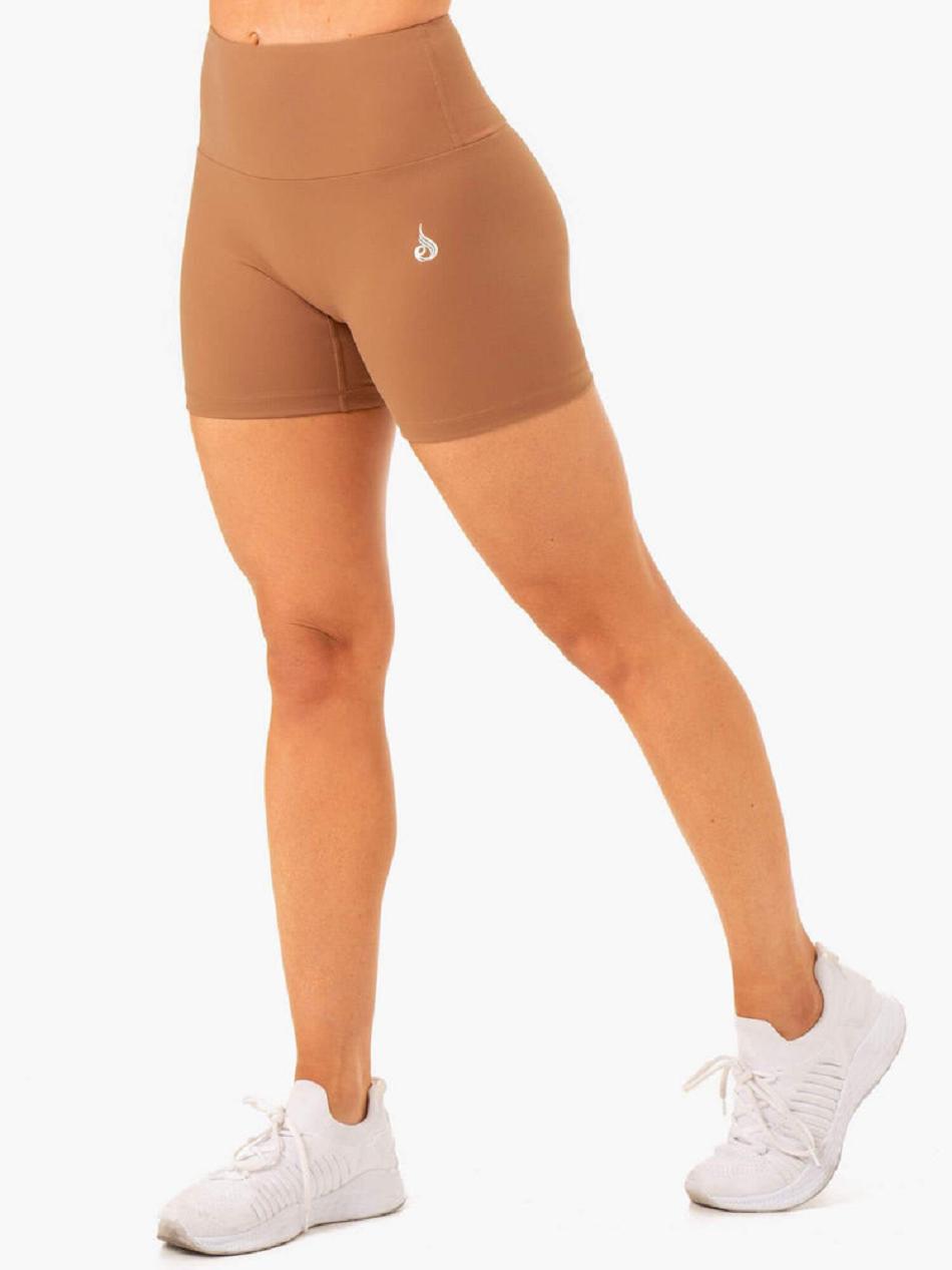 Beige Women's Ryderwear Vital Mid Length Scrunch Shorts | 113IV14092