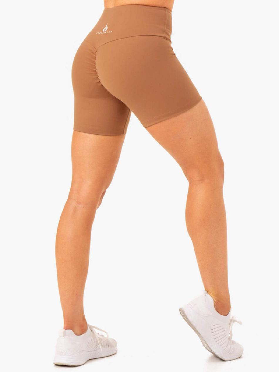 Beige Women's Ryderwear Vital Mid Length Scrunch Shorts | 113IV14092