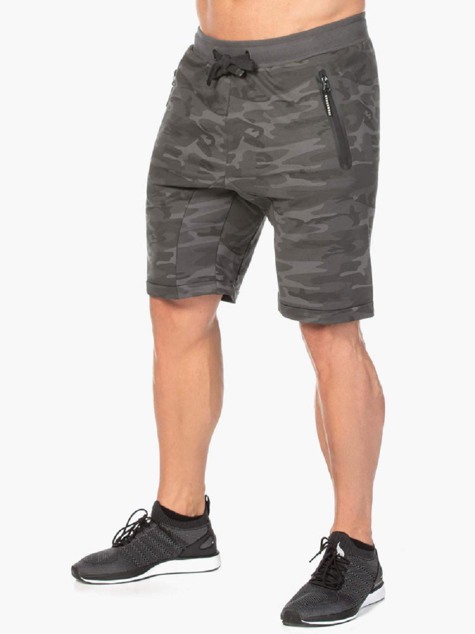 Black / Camo Men's Ryderwear Camo Fleece Track Shorts | V8F20717