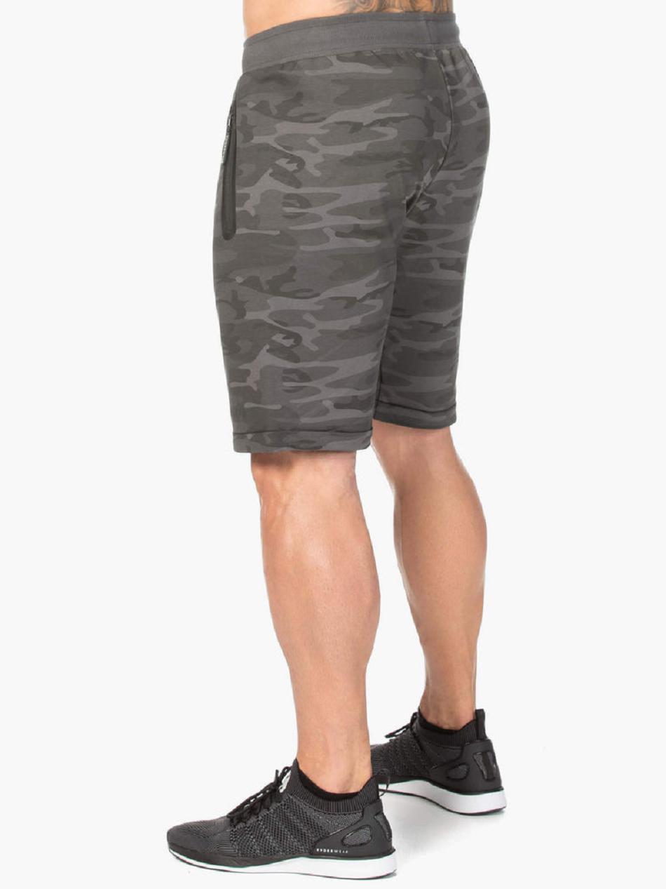 Black / Camo Men's Ryderwear Camo Fleece Track Shorts | V8F20717