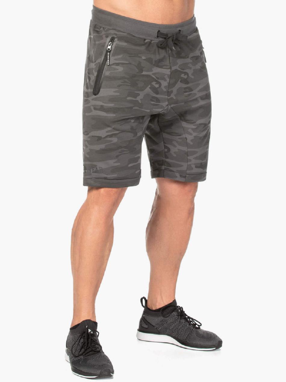 Black / Camo Men's Ryderwear Camo Fleece Track Shorts | V8F20717