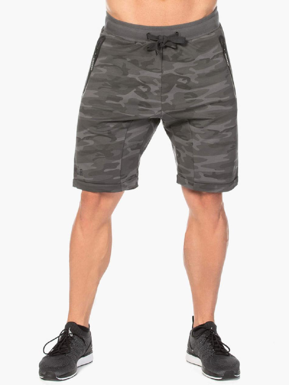 Black / Camo Men\'s Ryderwear Camo Fleece Track Shorts | V8F20717