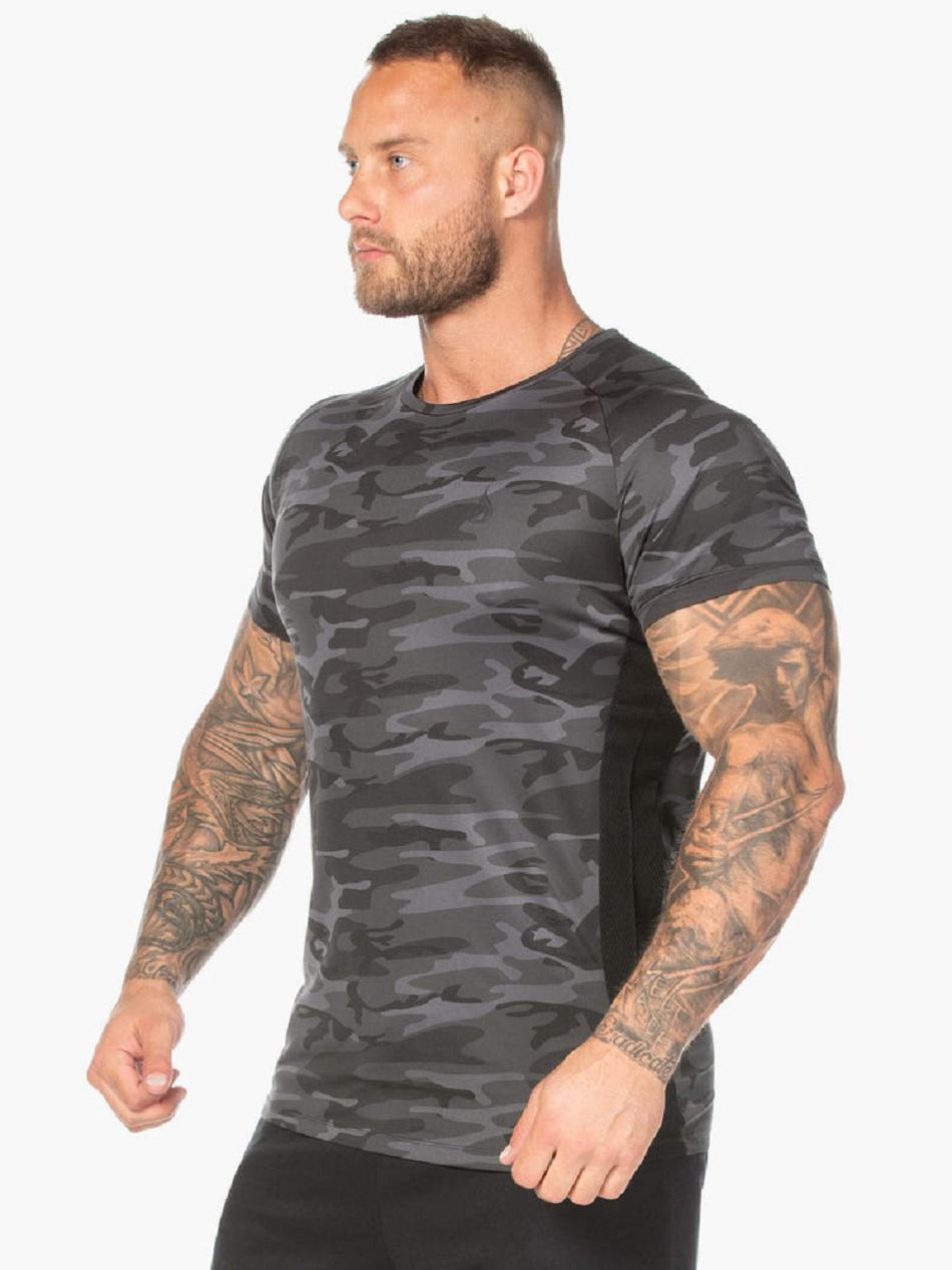 Black / Camo Men's Ryderwear Camo Mesh T-Shirt Top | 135T23110