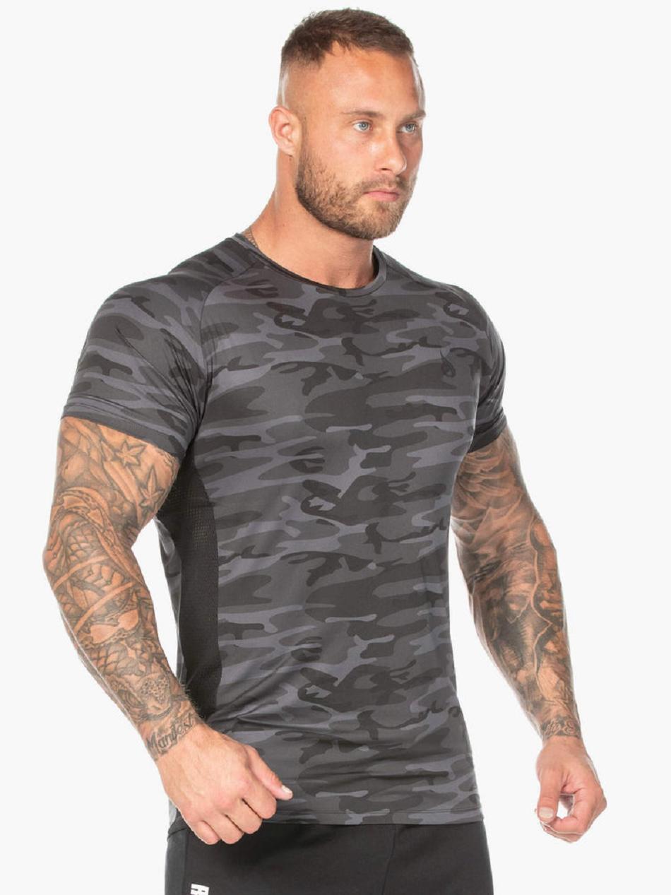 Black / Camo Men's Ryderwear Camo Mesh T-Shirt Top | 135T23110