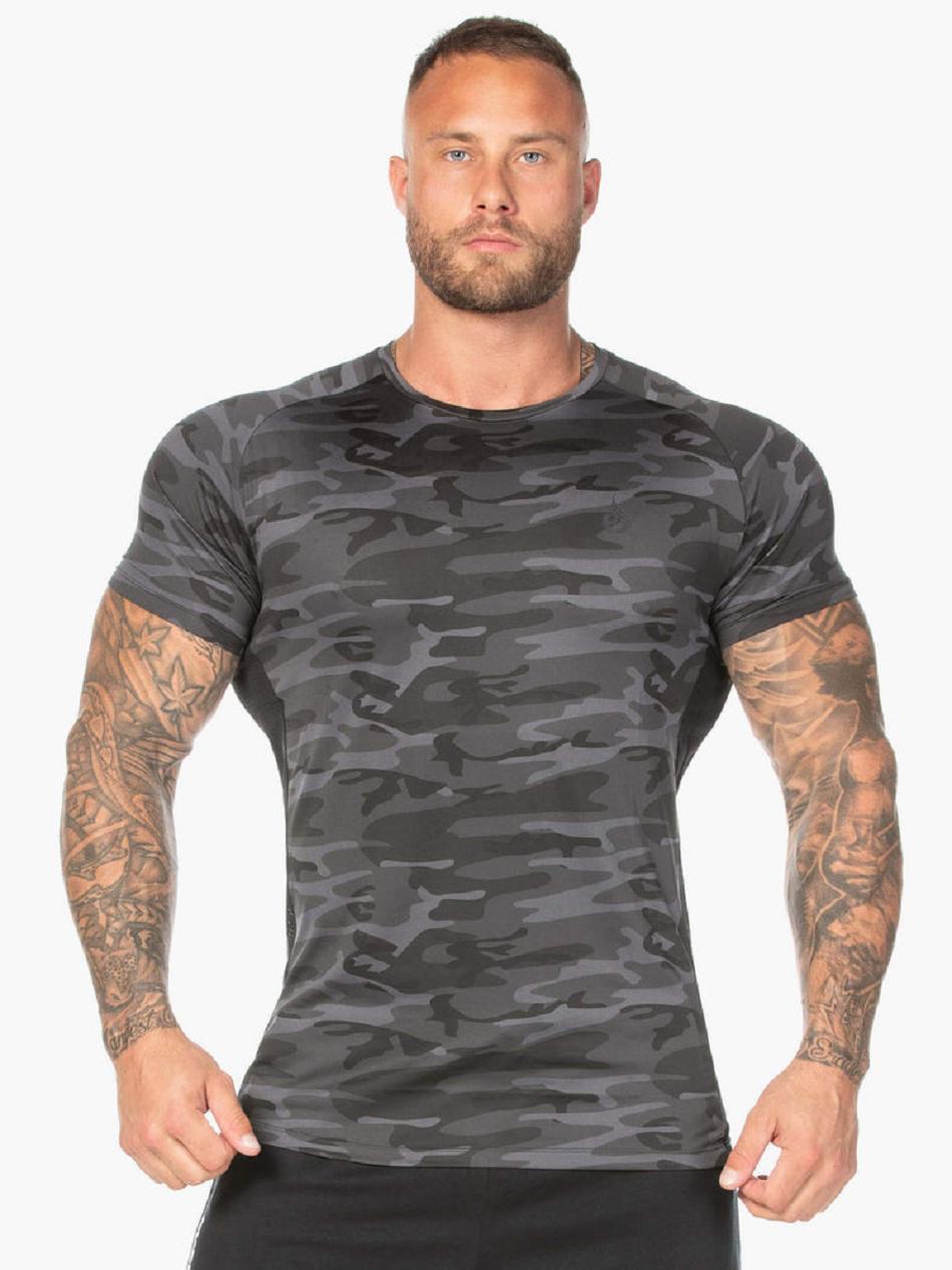 Black / Camo Men\'s Ryderwear Camo Mesh T-Shirt Top | 135T23110