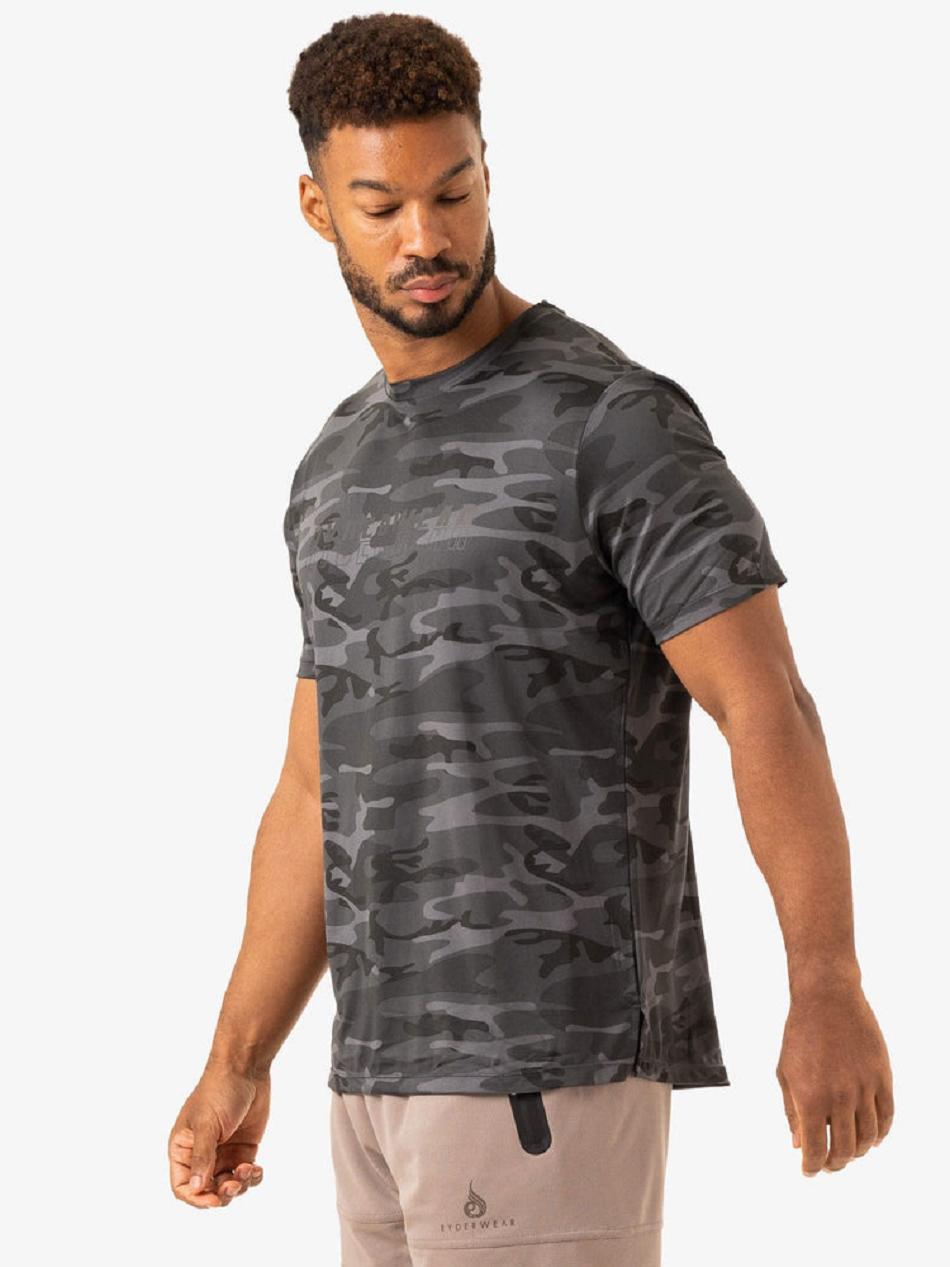 Black / Camo Men's Ryderwear Overdrive T-Shirt Top | 183F50201