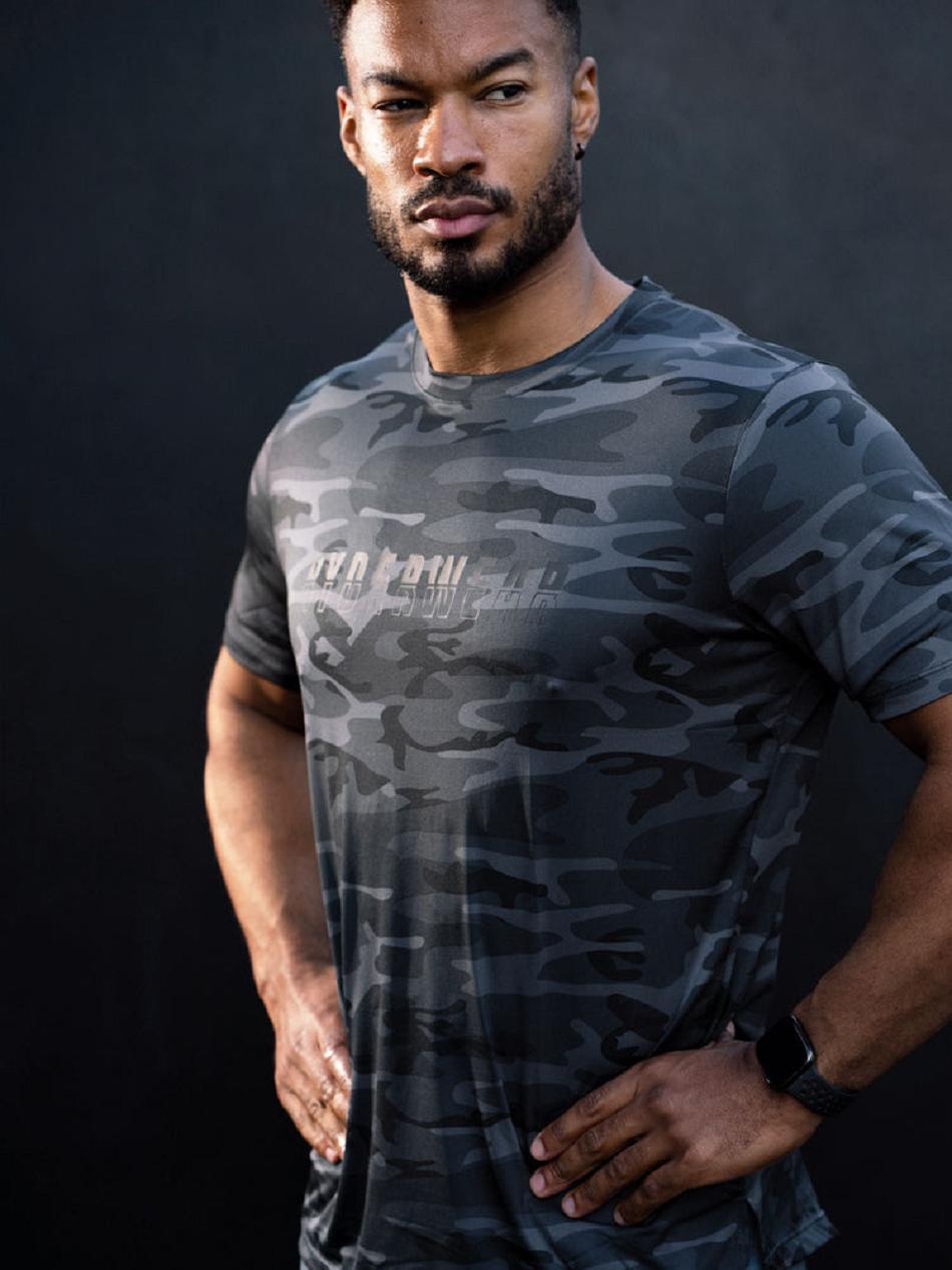 Black / Camo Men\'s Ryderwear Overdrive T-Shirt Top | 183F50201