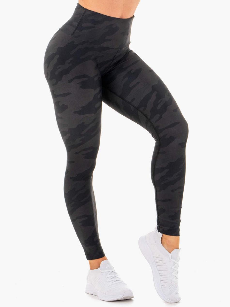 Black / Camo Women's Ryderwear High Waisted Camo Leggings | OKT42425