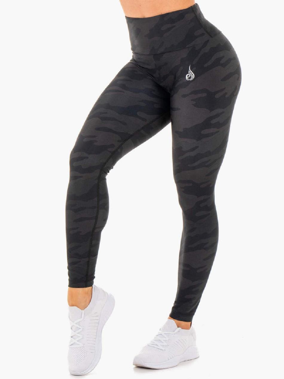 Black / Camo Women\'s Ryderwear High Waisted Camo Leggings | OKT42425