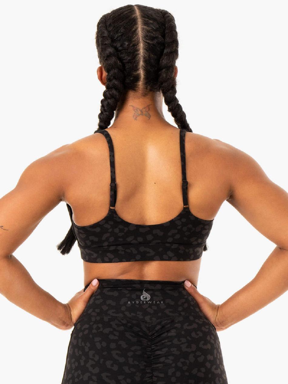 Black / Leopard Women's Ryderwear Evolution Sports Bras | NG5460689