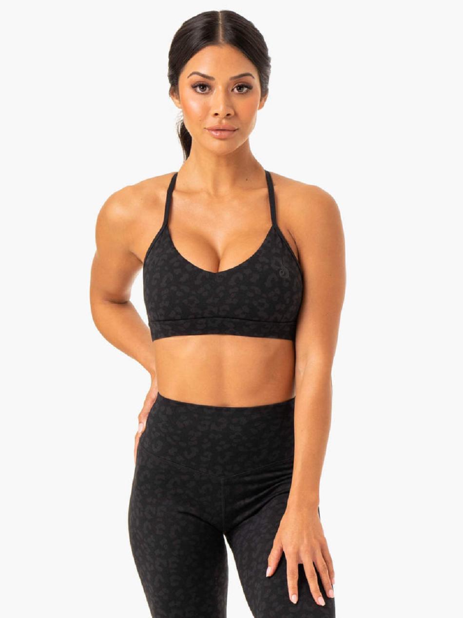 Black / Leopard Women\'s Ryderwear Hybrid Sports Bras | 57NG48809