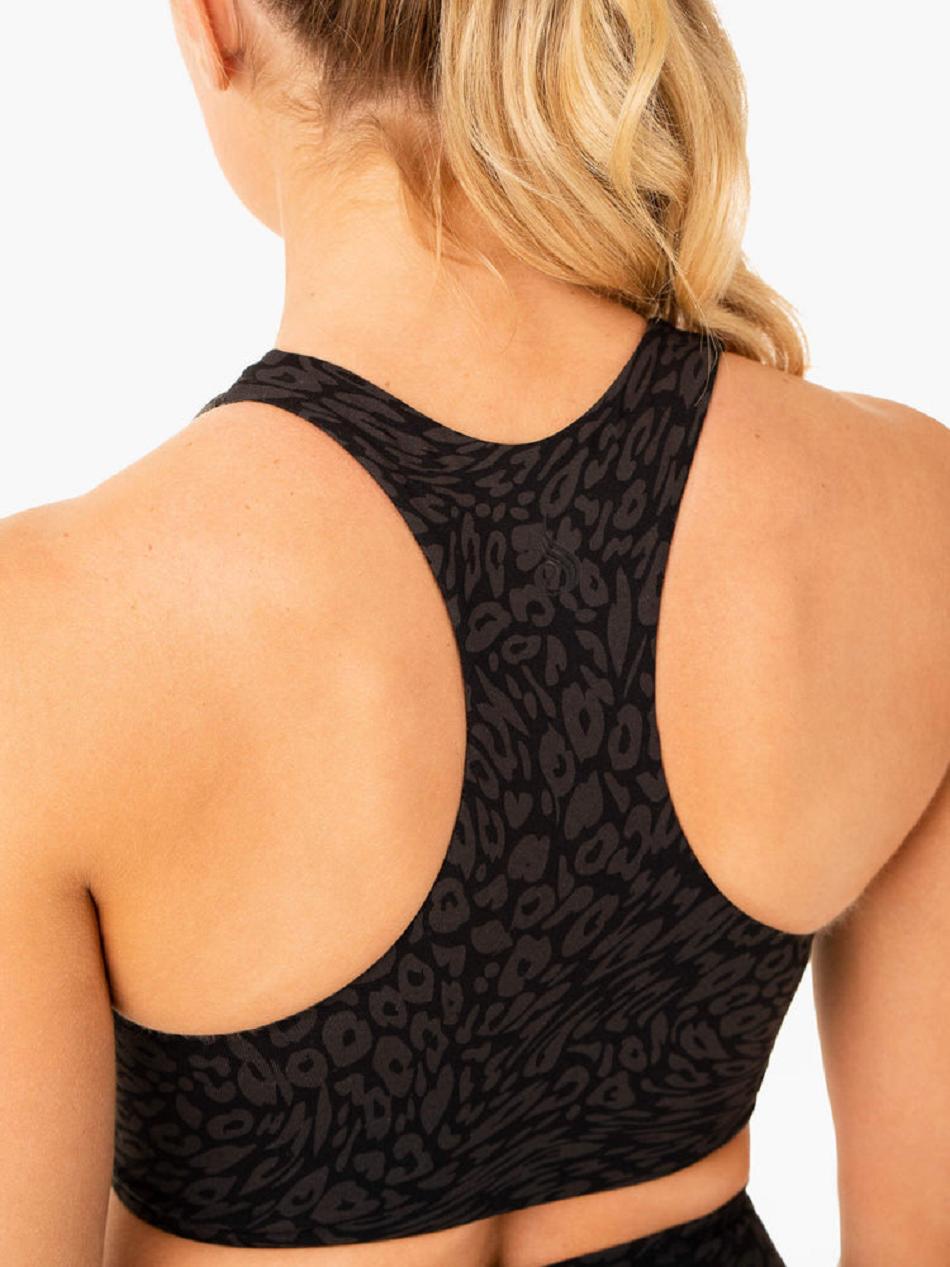 Black / Leopard Women's Ryderwear Rotation Sports Bras | G2T40805