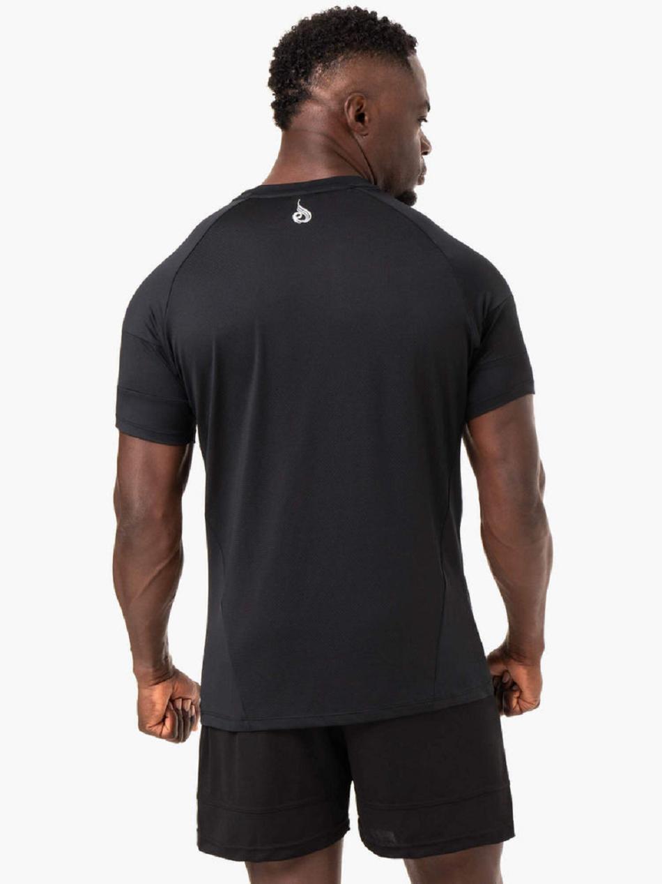 Black Men's Ryderwear Action Mesh T-Shirt Top | 88SB95904