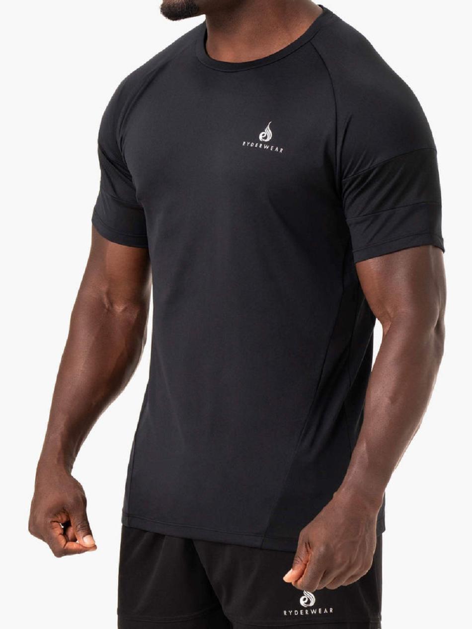 Black Men's Ryderwear Action Mesh T-Shirt Top | 88SB95904