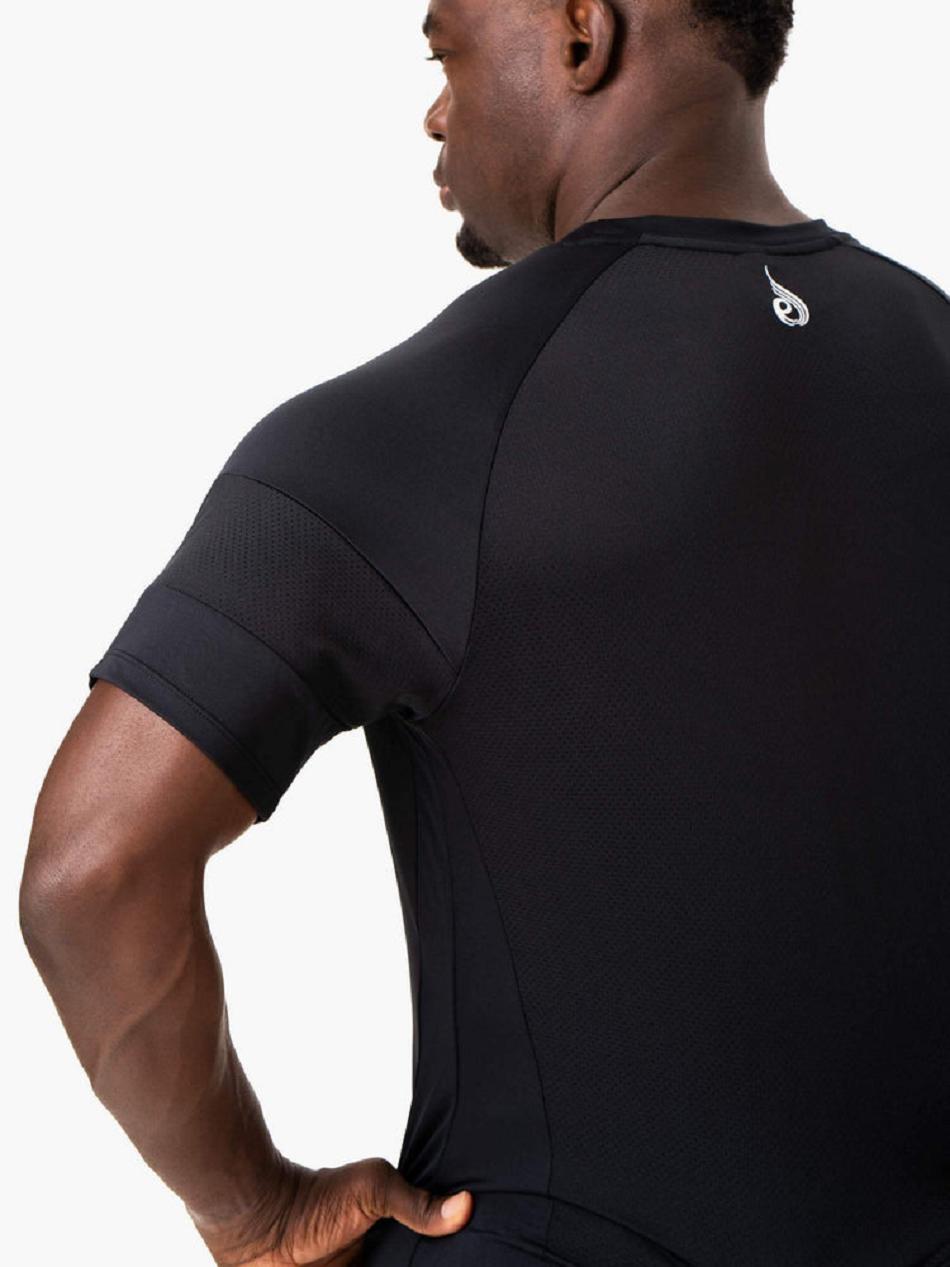 Black Men's Ryderwear Action Mesh T-Shirt Top | 88SB95904