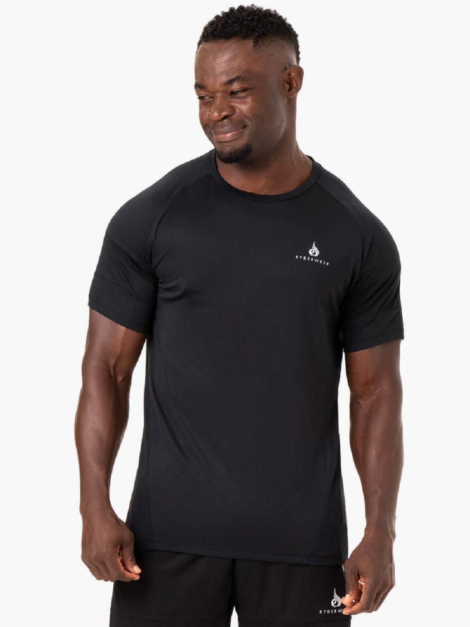 Black Men\'s Ryderwear Action Mesh T-Shirt Top | 88SB95904